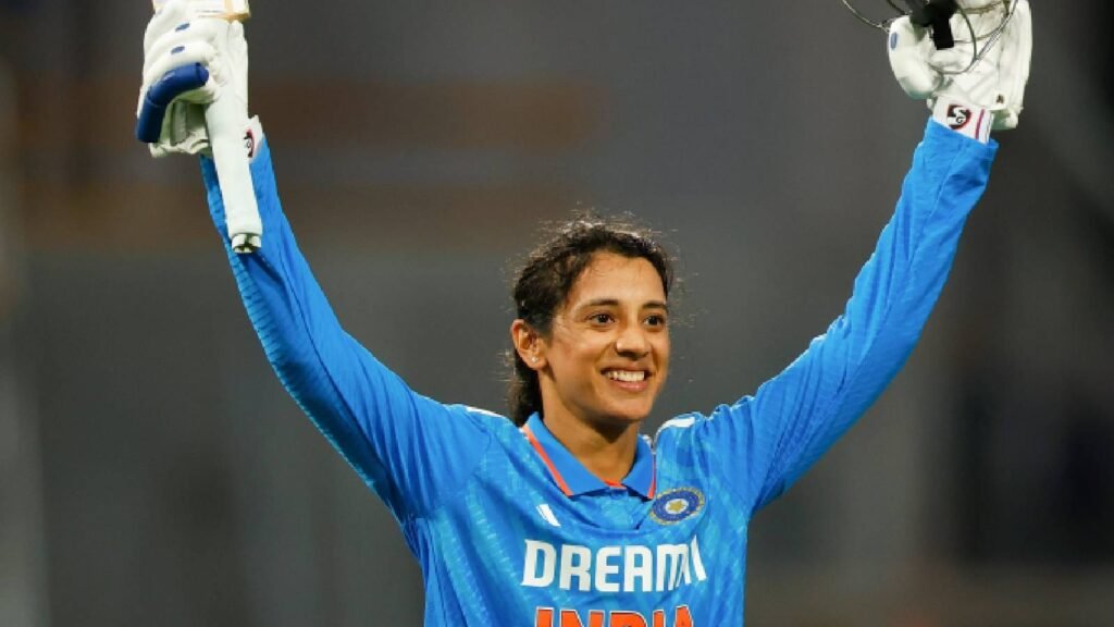 Smriti Mandhana celebrating one of her record‑setting centuries – the powerhouse of Indian women’s cricket in 2025.