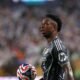 Vinicius Jr celebrates with Bellingham and Garcia after his opener — the new Real Madrid looks ready to conquer.
