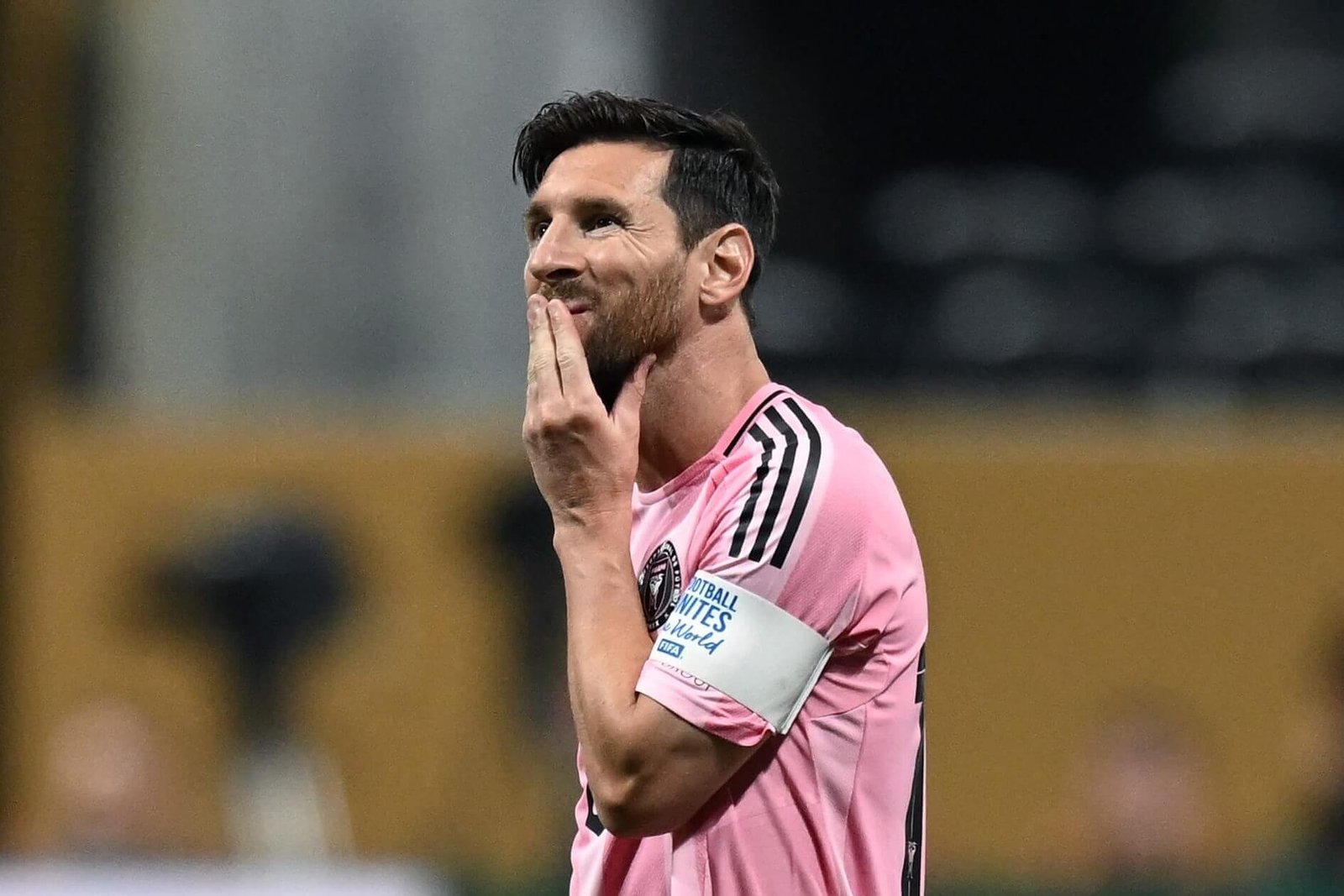 João Neves celebrates his first goal as a dejected Lionel Messi watches on during PSG’s dominant 4-0 victory in Atlanta.