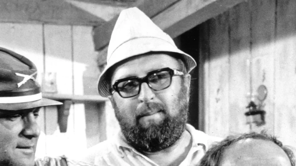 Sergio Leone behind the camera during the filming of The Good, the Bad and the Ugly—the visionary director whose legacy continues to fuel cinematic fascination.