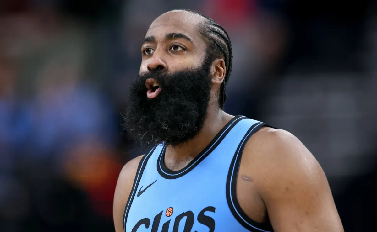 James Harden reacts during a timeout with the Clippers—he’s staying in LA on a bold new $81.5 million deal.
