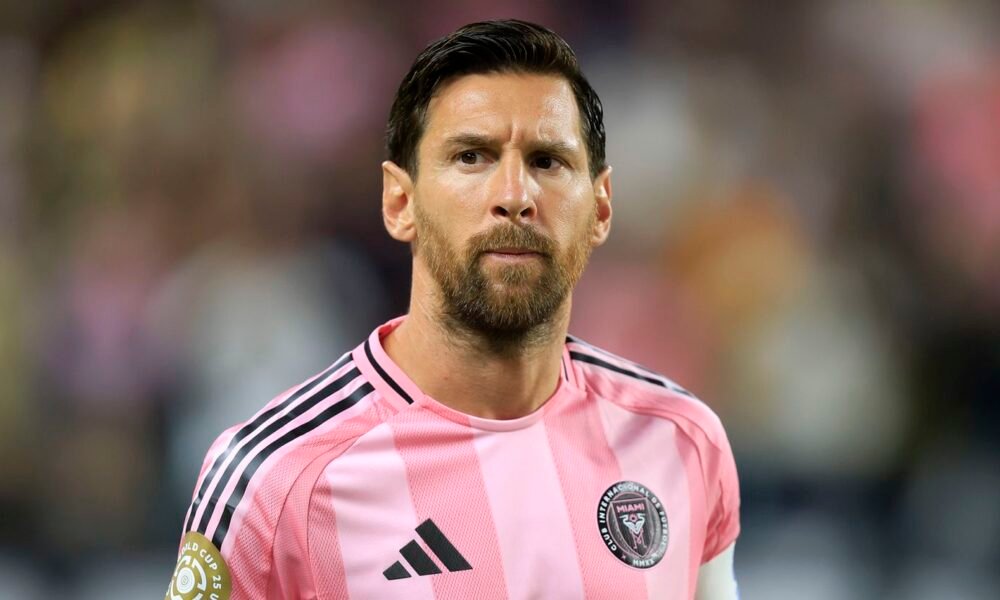 Lionel Messi looks dejected as PSG celebrate their fourth goal during a dominant 4-0 victory over Inter Miami at the Club World Cup.