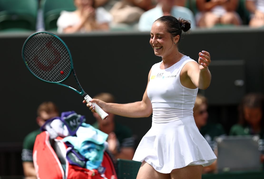 Italy’s Elisabetta Cocciaretto celebrates after defeating No. 3 seed Jessica Pegula in straight sets, while France’s Arthur Rind