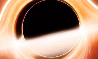 Black hole seen from a planet, illustration