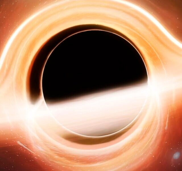 Black hole seen from a planet, illustration