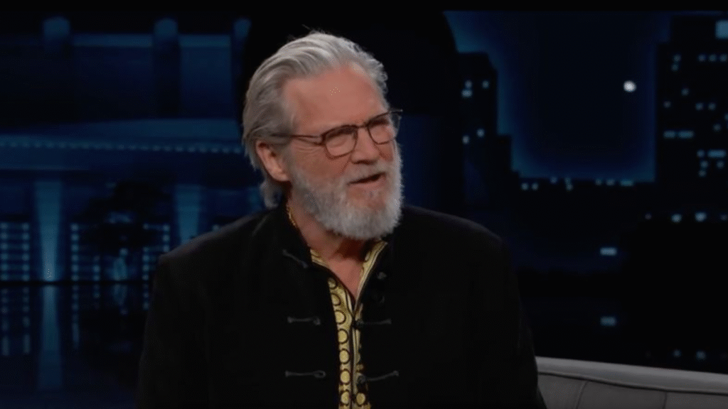 Jeff Bridges revives The Dude on Jimmy Kimmel Live, calling for calm and cracking jokes about ICE and White Russians.