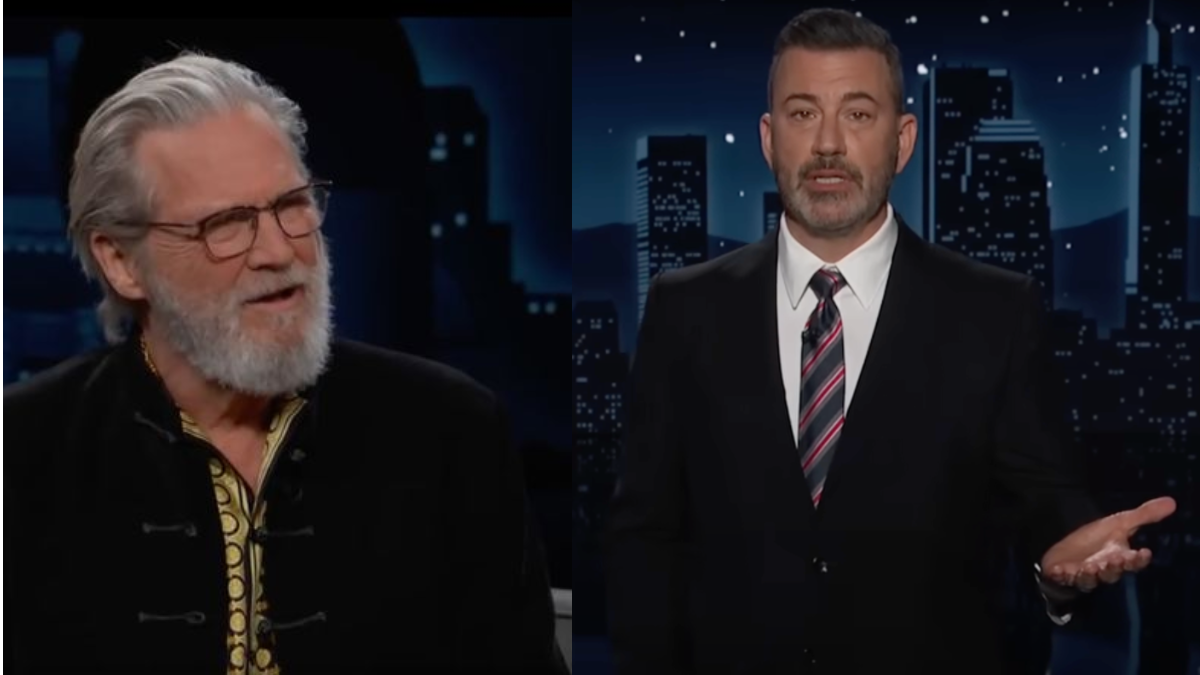 Jeff Bridges revives The Dude on Jimmy Kimmel Live, calling for calm and cracking jokes about ICE and White Russians.