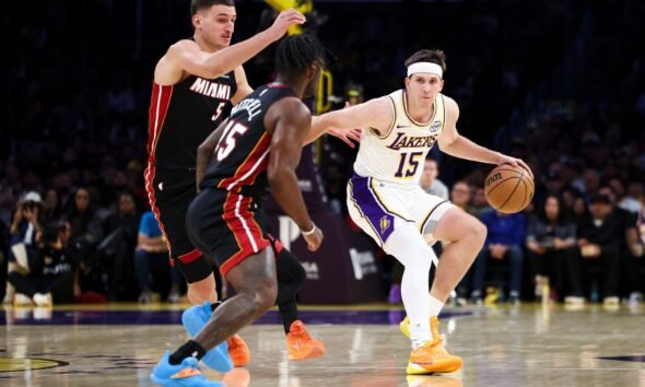 Luka Doncic Triple-Double Leads Lakers to 130-120 Win Over Heat as LeBron Watches Courtside