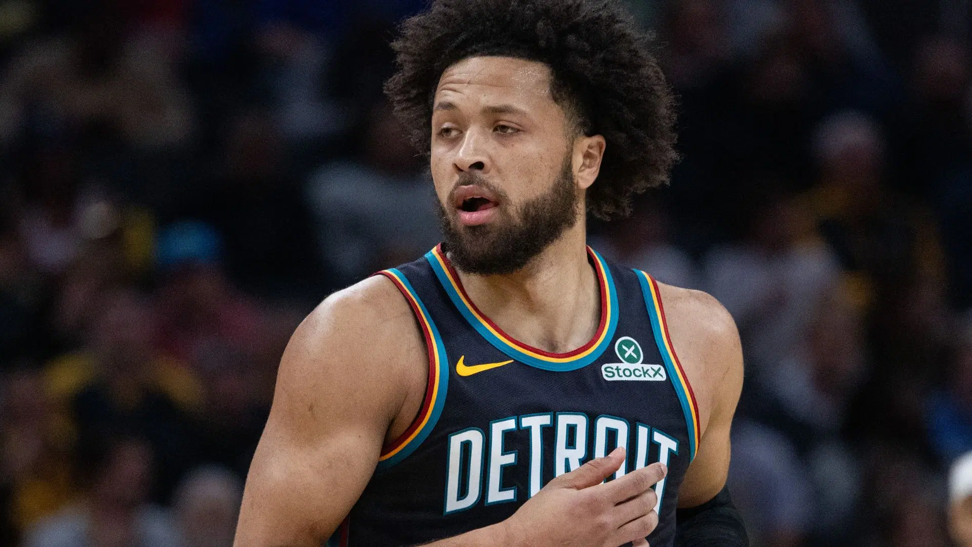 Cade Cunningham celebrates after leading the Pistons to a road win over the Celtics